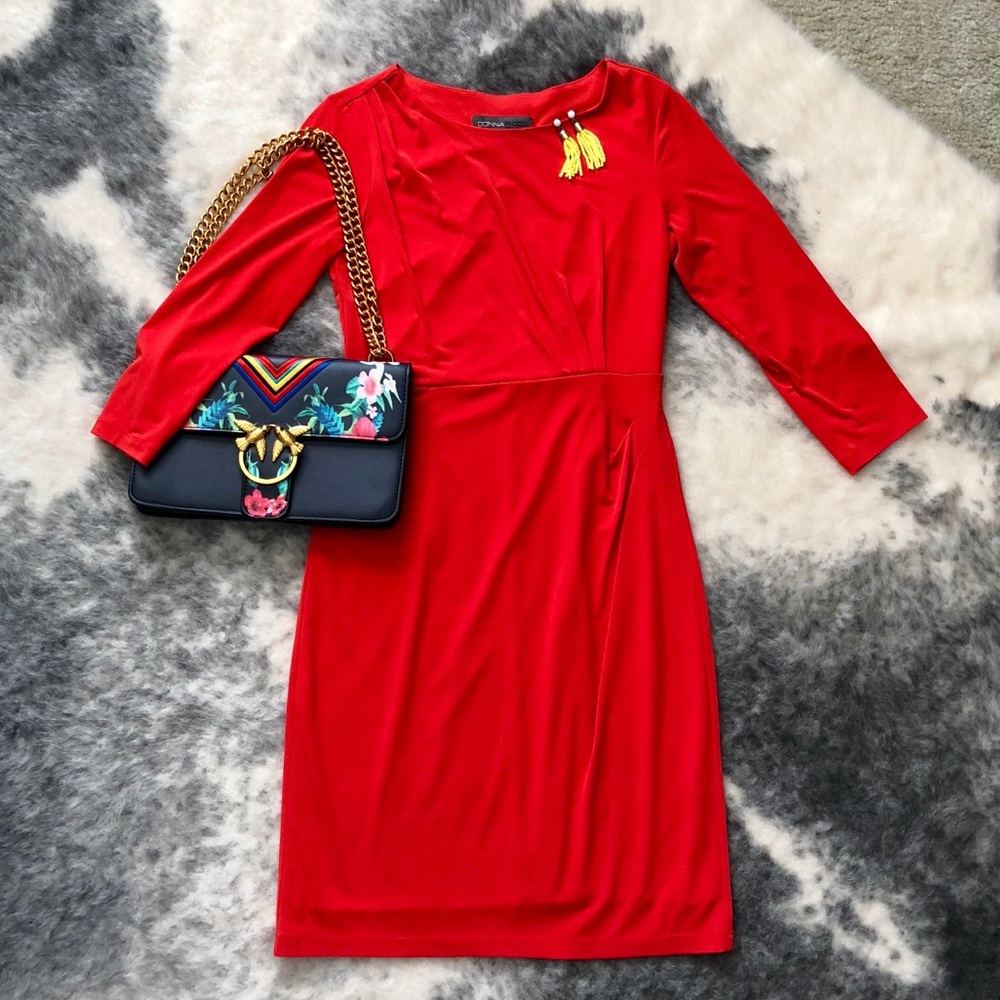 Red dress with cinched waist